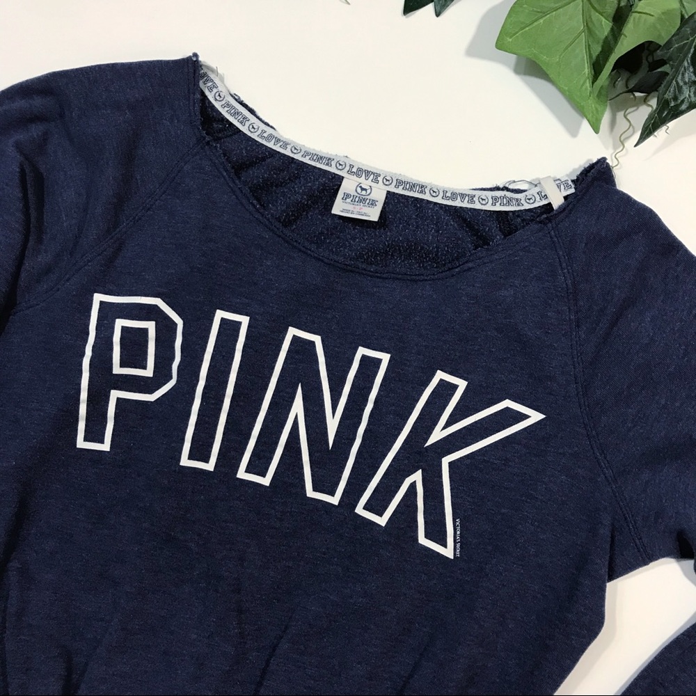 Pink Victoria’s Secret Navy White raw edge Sweat - Picture 3 of 8